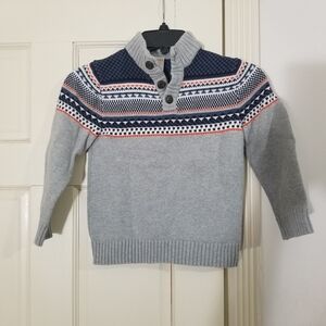 Gymboree Gray and Navy Geometrical Patterned Crewneck Sweater boys size 5-6 (A2)
